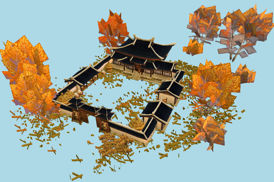 Ancient Chinese Post House 3d model